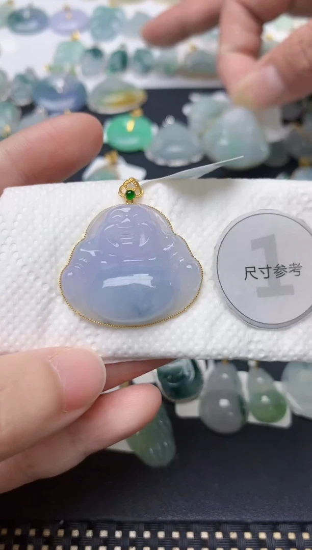 颈饰18K金镶嵌翡翠天然缅甸A货翡翠