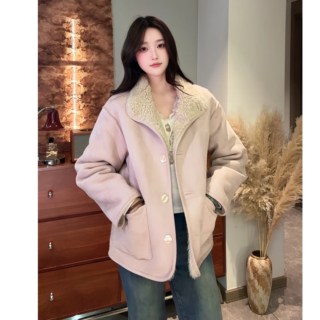 2025秋冬新款毛毛外套女双面穿毛绒外套韩版时尚加厚气质