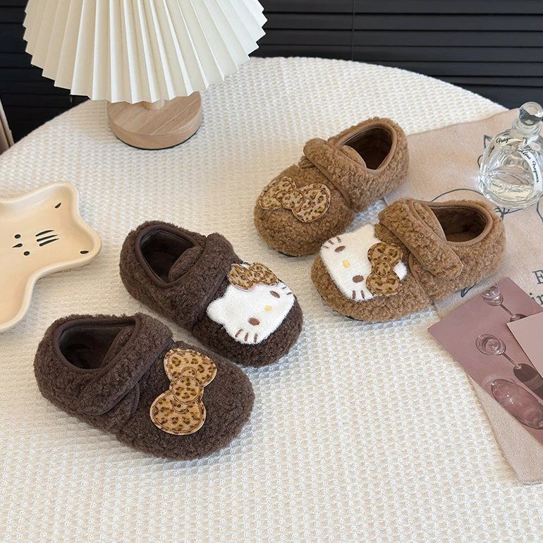 女童勃肯鞋加绒毛毛鞋冬季儿童保暖大棉鞋女宝软底KT公主鞋加厚88