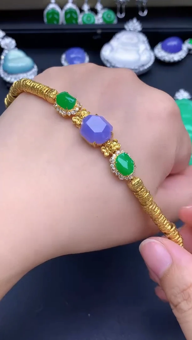 18K金镶嵌手链翡翠714-春日珠宝