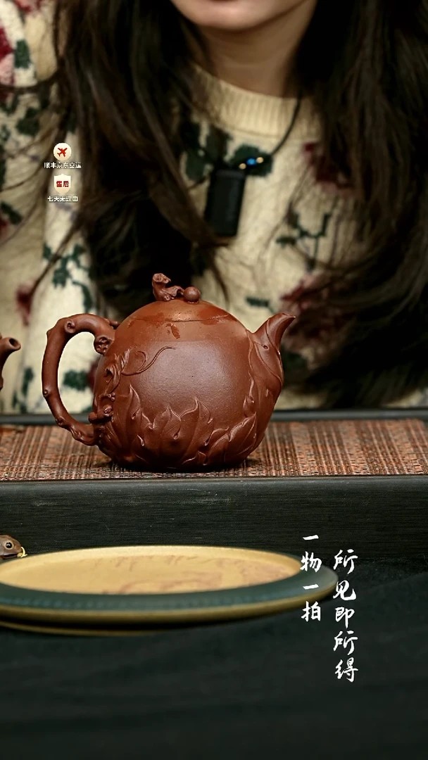 茶壶紫砂微瑕松鼠葡萄壶 一物见春