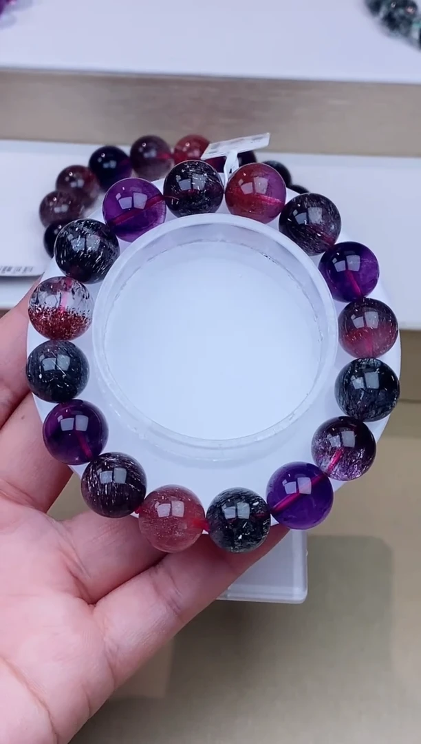 未镶嵌手链水晶黑加仑超七13m+