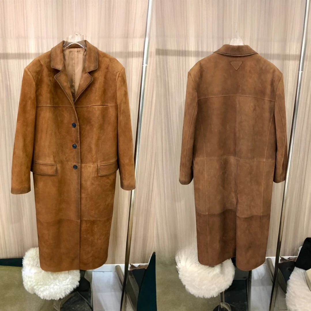 Bing Studios｜复古气质时尚中长款皮衣长款外套B165-W23