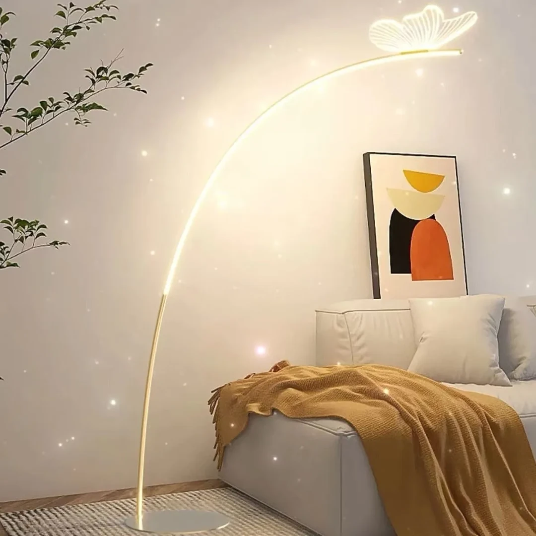 严选家居好物沙发旁卧室氛围感高级轻奢风奶油调蝴蝶落地灯