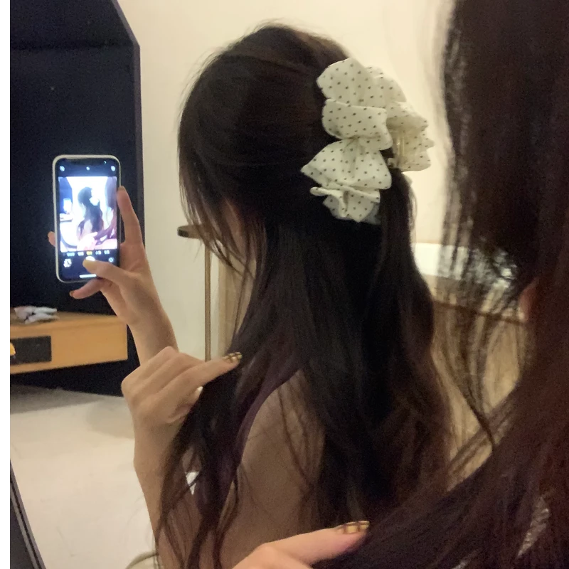 元气满满蝴蝶结款甜美少女心可爱波点抓夹鲨鱼夹发饰