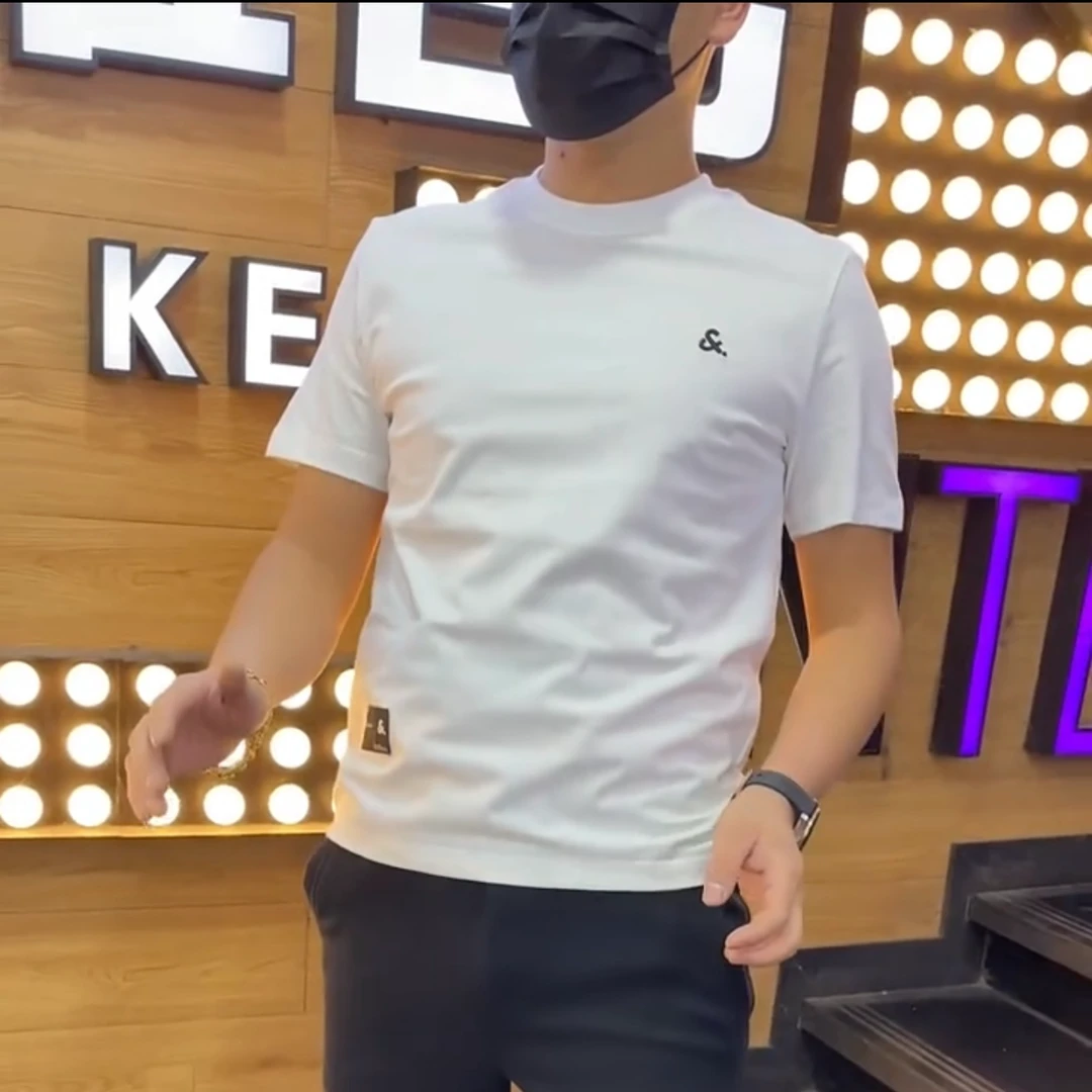 纯棉男士短袖T恤简约创意印花圆领上衣百搭休闲半袖潮牌男打底T恤