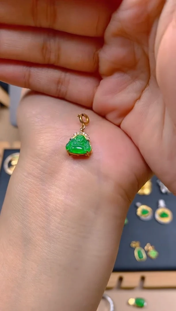 吊坠(不含链)银S925镶嵌翡翠佛公万能扣