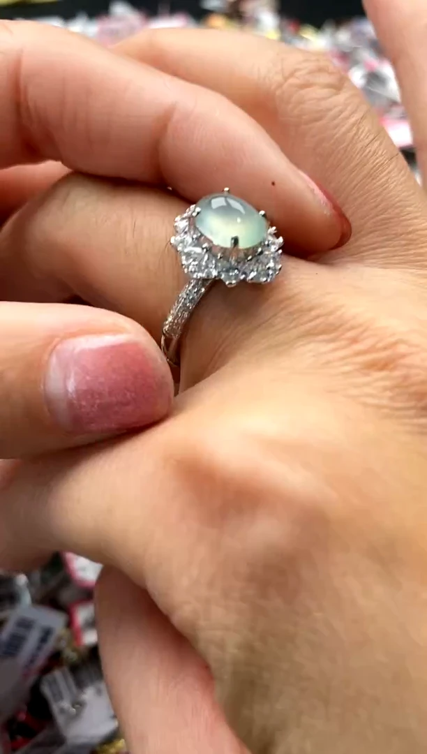 【闪购商品】翡翠戒指银S925镶嵌5555555     7