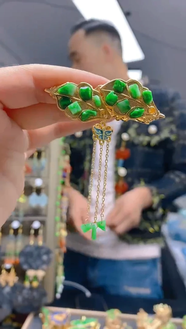 【闪购商品】翡翠耳饰合金0303翡翠发簪