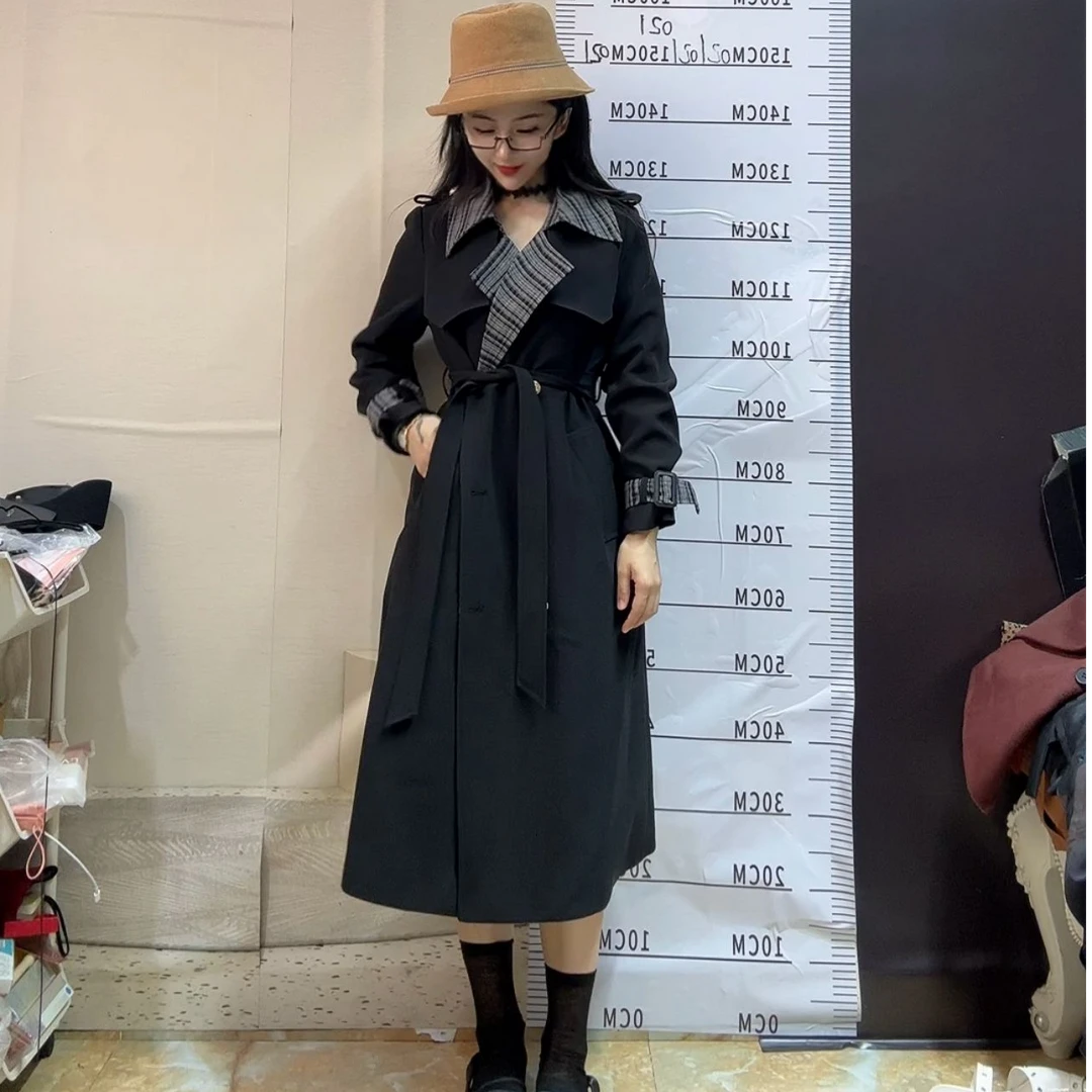 小个子定制2025秋季新款气质显高长款拼接风衣