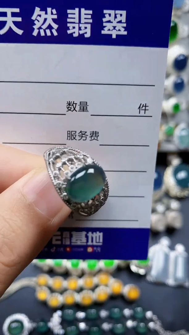 翡翠戒指银S925镶嵌139