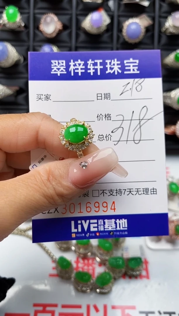 【闪购商品】翡翠戒指银S925镶嵌6994