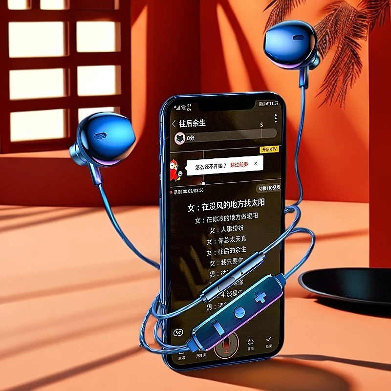 EJ28 苹果7-14手机 有线K歌耳机自带混响耳返降噪适用于水果  XS