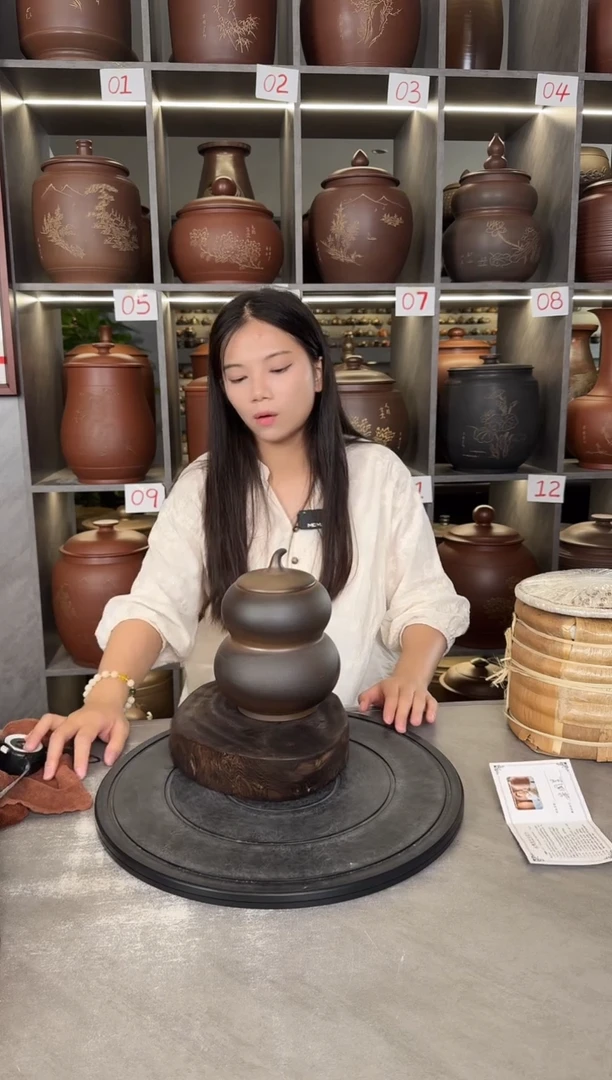 罐本陶手作坭兴陶1斤柴烧茶叶罐手工痕迹