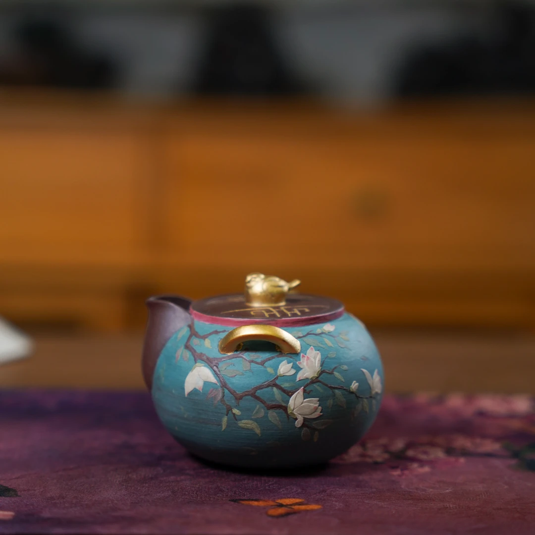 宫廷系列·《双耳抓壶 轩窗揽玉》24k金装饰 重工装饰 150cc泡茶利器