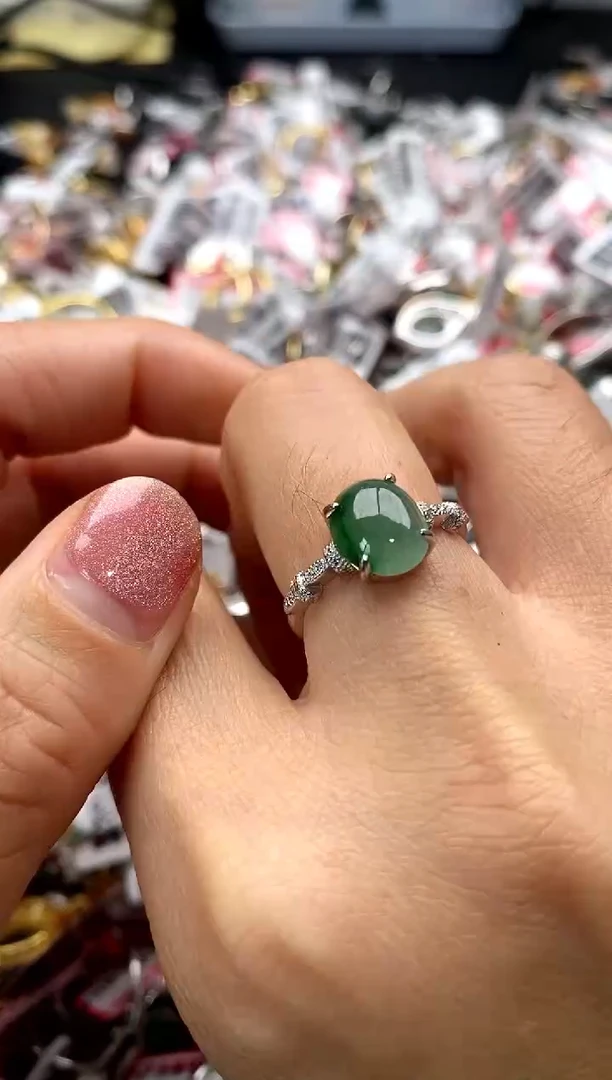 【闪购商品】翡翠戒指银S925镶嵌6666666    3