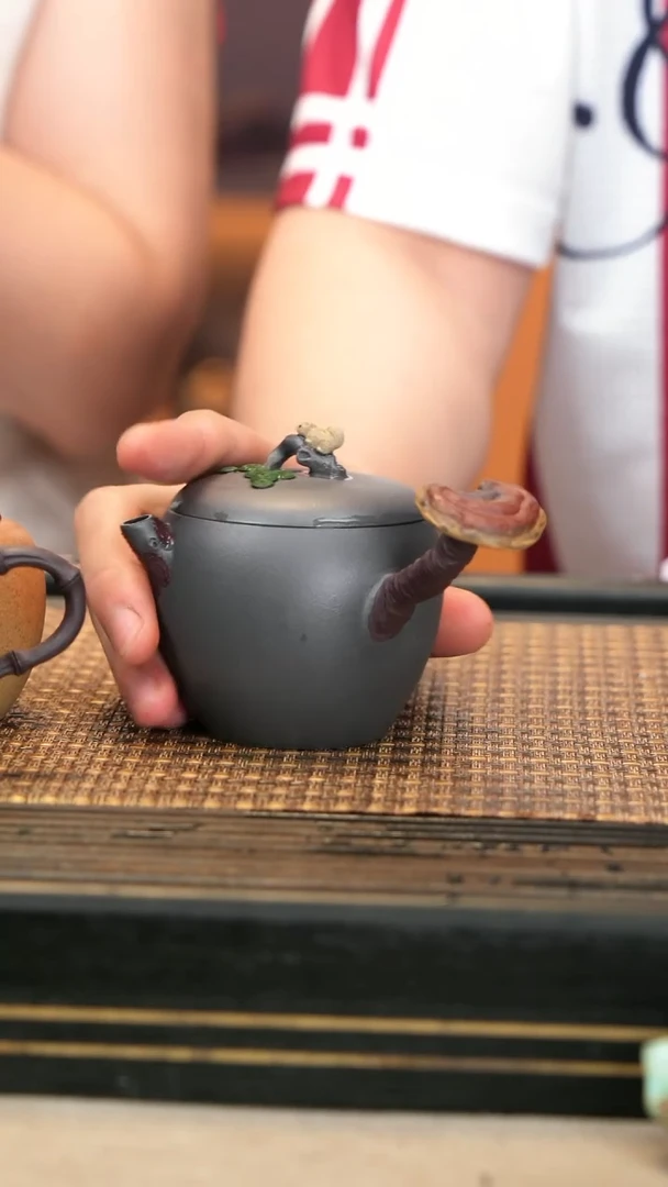 茶壶紫砂WXT24《灵芝侧把》古天青