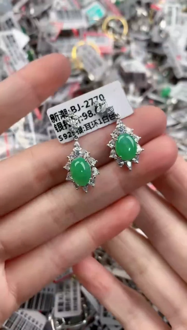 银S925镶嵌戒指翡翠17         8