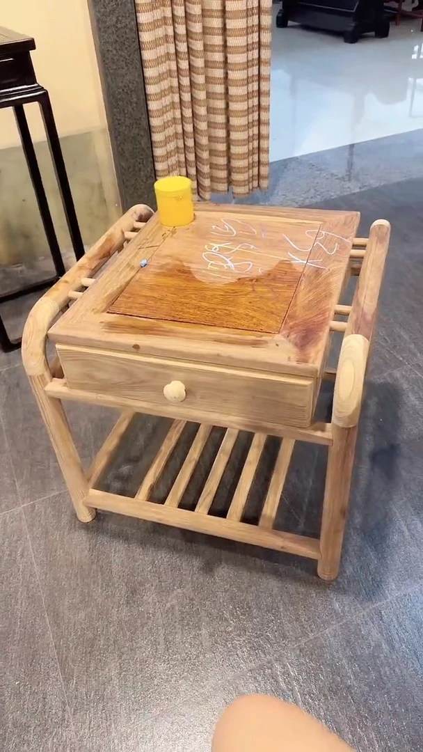 花梨木类家具国标红木刺猬紫檀边几C109（毛胚有白皮树结烂疤