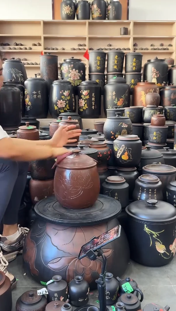 罐完品茶叶罐 龙蛋古铜色荷花  395