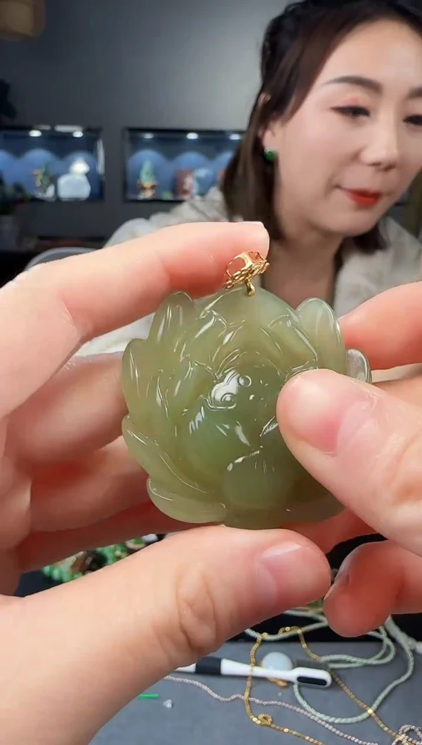 【闪购商品】和田玉吊坠(不含链)18K金镶嵌1