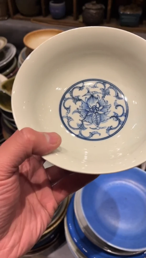 【闪购商品】瓷片208微瑕青花反边菜碗1个