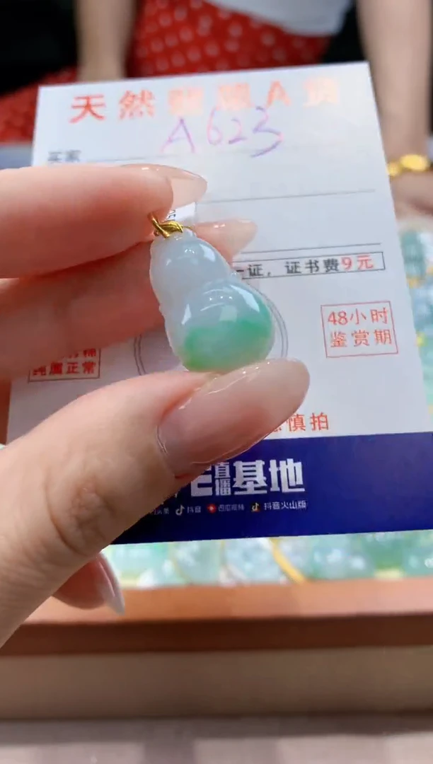 翡翠18K金镶嵌颈饰天然A货翡翠挂件