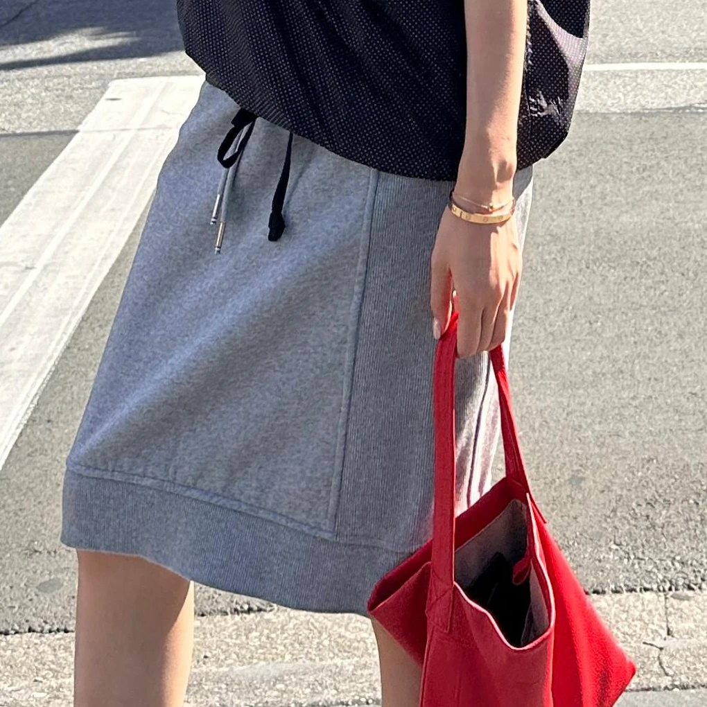 【汝上春奕专属】五分卫裙/长绒棉舒适针织拼接直筒松紧卫裙40008