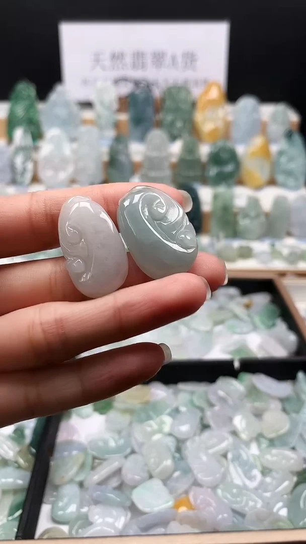 吊坠(不含链)未镶嵌翡翠101如意一对