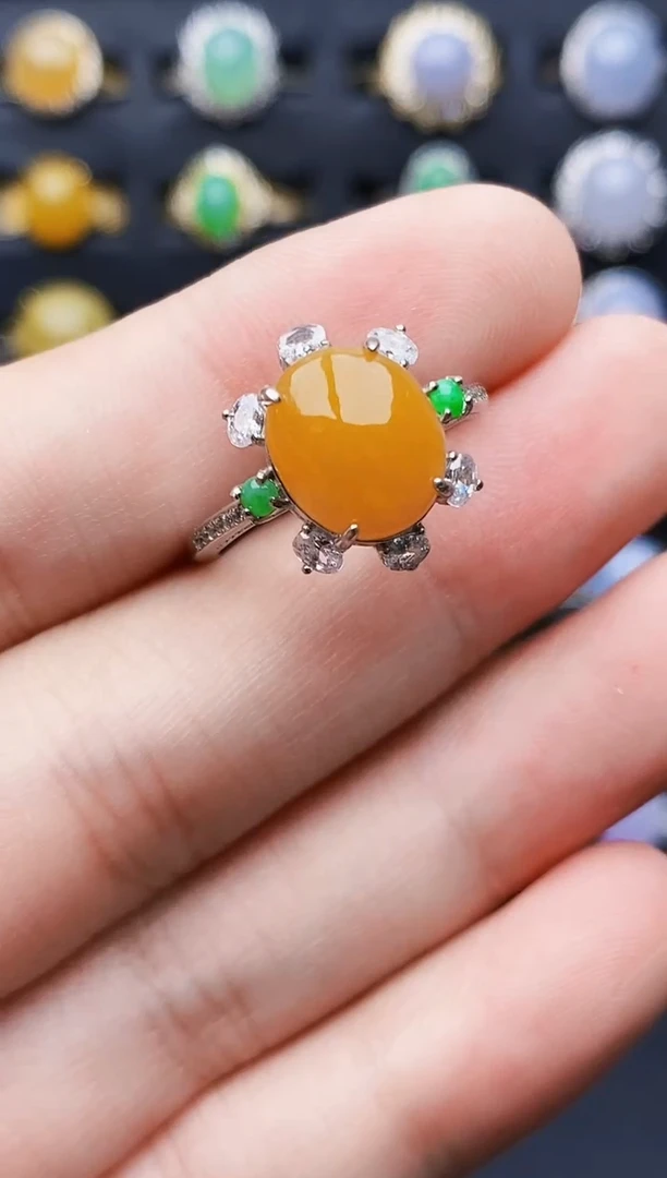 银S925镶嵌戒指翡翠8149