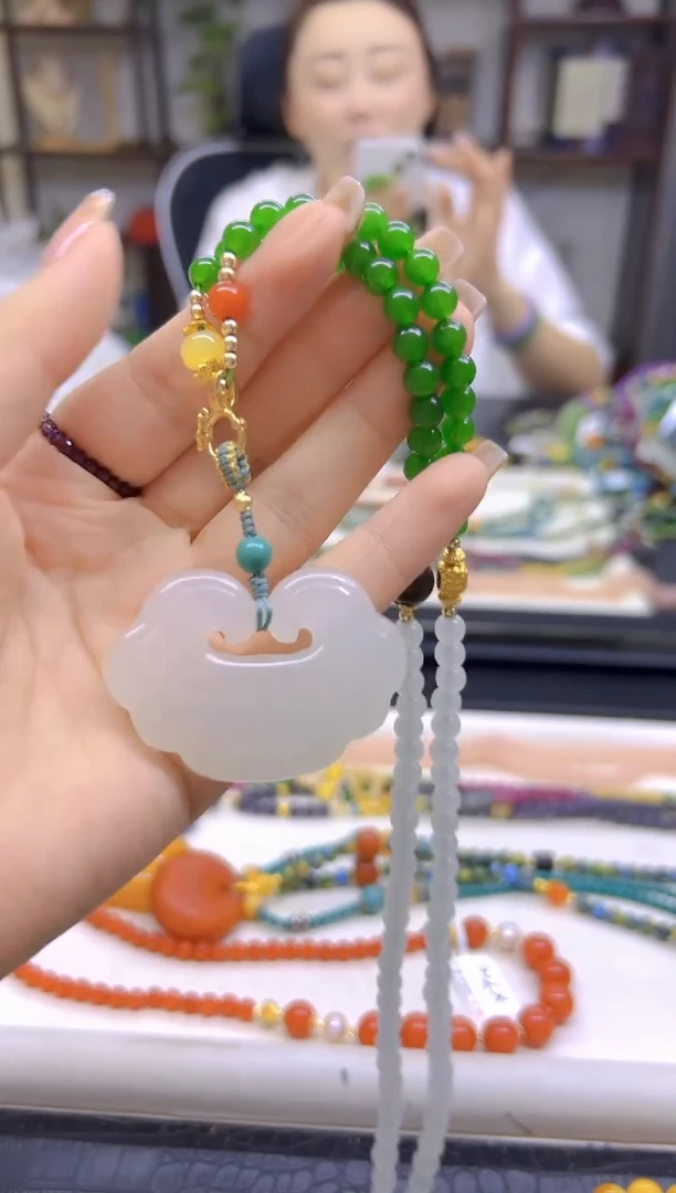 和田玉未镶嵌毛衣链DIY款M712