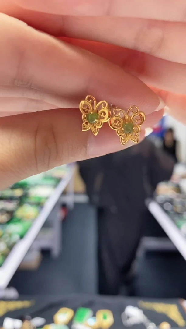 和田玉银S925镶嵌耳饰多样性发其一颜色微差