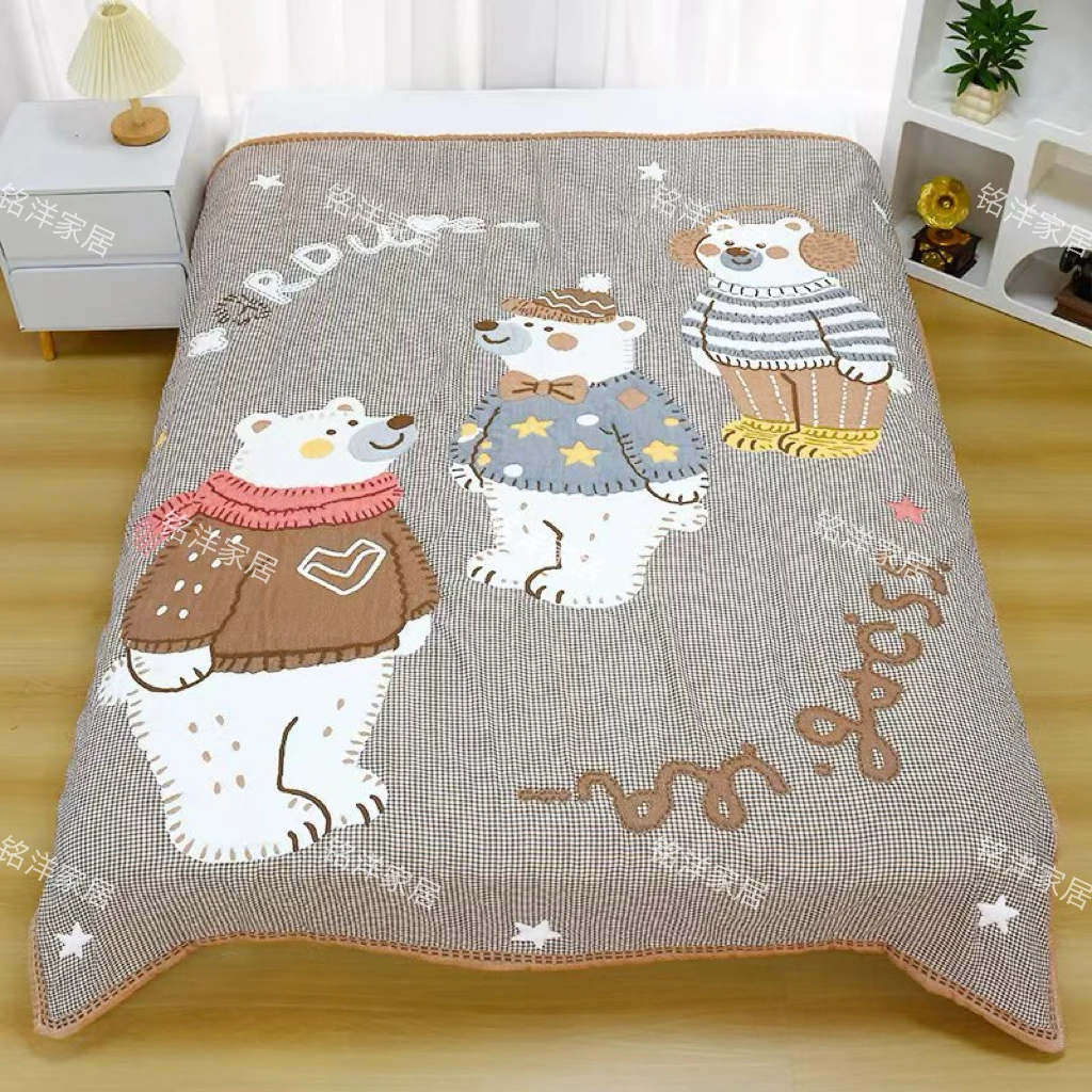 【三只北极熊】 150cm x 200cm 纯棉多功能被（微瑕视频款，不补差价）