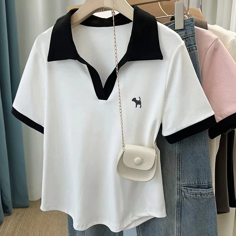 200斤大码女装胖MM夏季polo领短袖T恤上衣