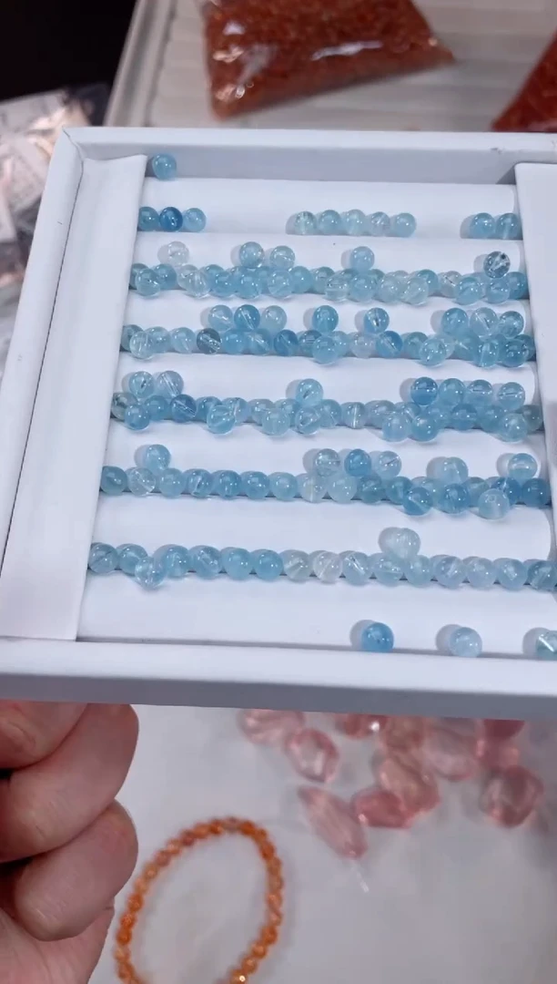 【闪购商品】水晶【T111】海蓝宝5m单珠未镶嵌多样性大小20颗