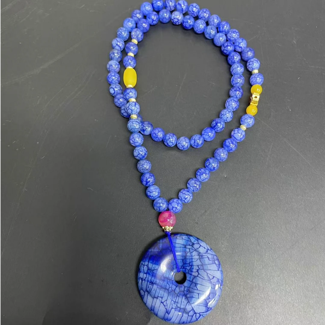 【小杰推荐】冰川蓝纹龙鳞平安扣项链 （多样性发其一）7936