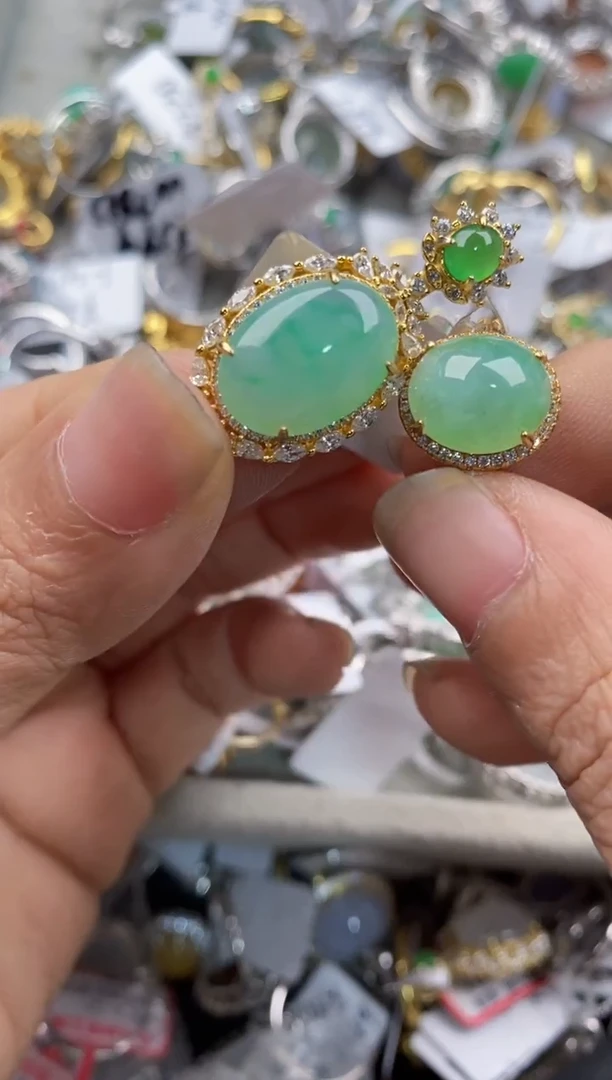 银S925镶嵌戒指翡翠3333----6