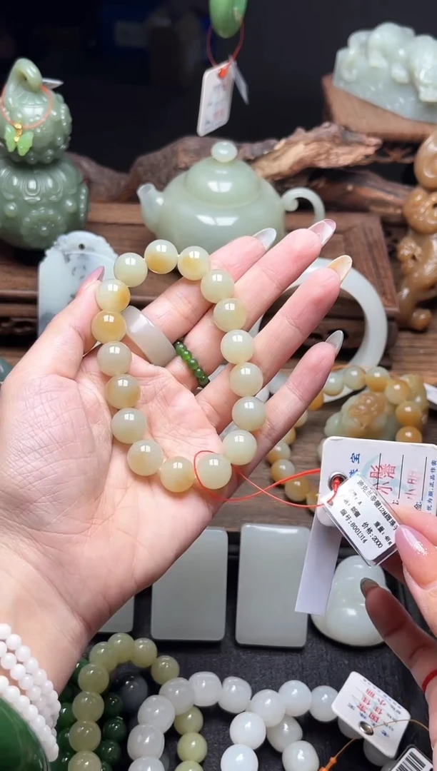 手串未镶嵌和田玉卡12且末迪克兰的带糖 圆珠8001314