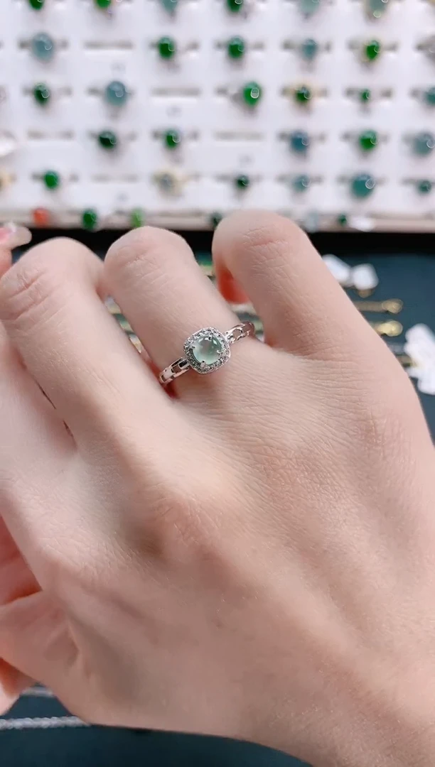 【闪购商品】翡翠戒指银S925镶嵌天然翡翠