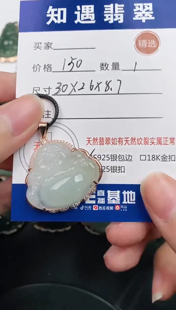颈饰银S925镶嵌翡翠挂件