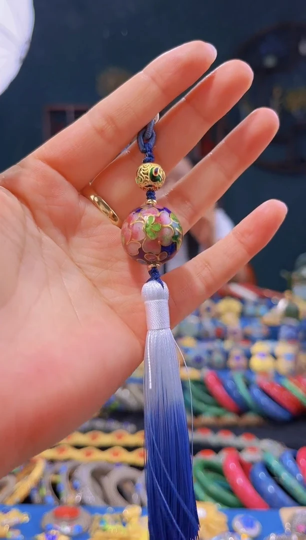 非遗 景泰蓝2.0单珠挂件 宝蓝