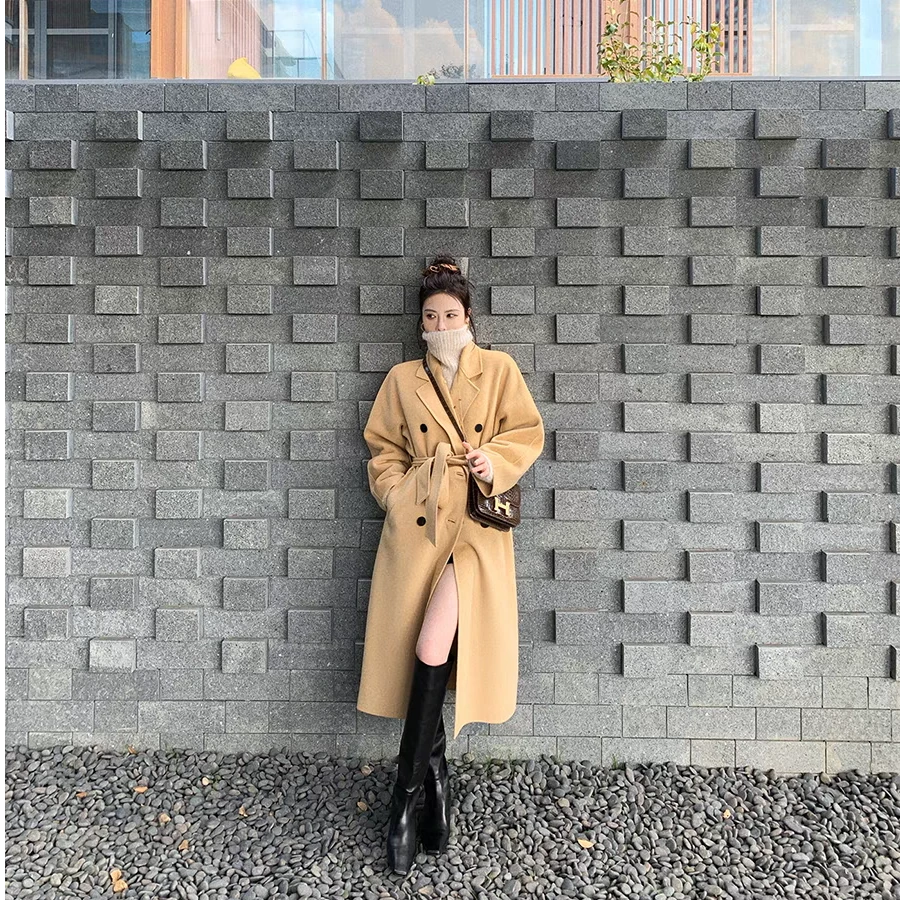 【101801】秋冬双面呢子大衣女冬季高级羊毛毛呢大衣大衣