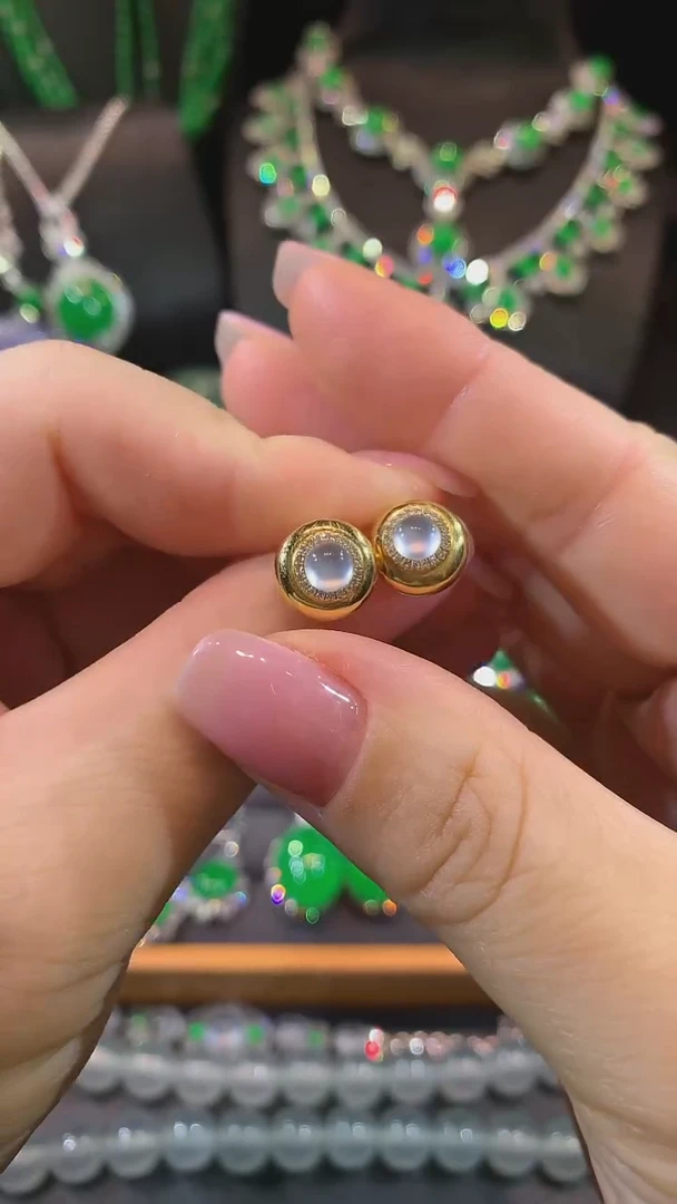 翡翠18K金镶嵌耳饰耳饰