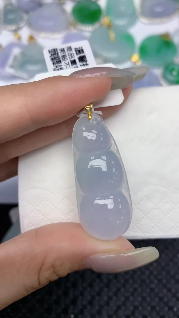 颈饰18K金镶嵌翡翠天然缅甸翡翠a货百元以上9元证书费自理