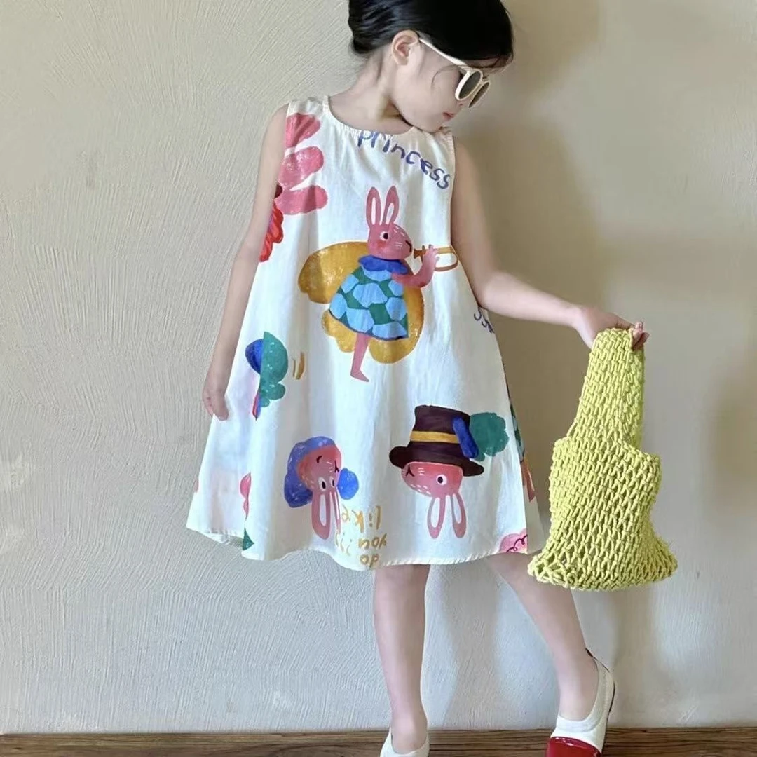 沙滩裙女童女孩衣服宽松新款宝宝小童薄款背心裙洋气童装妹妹童装