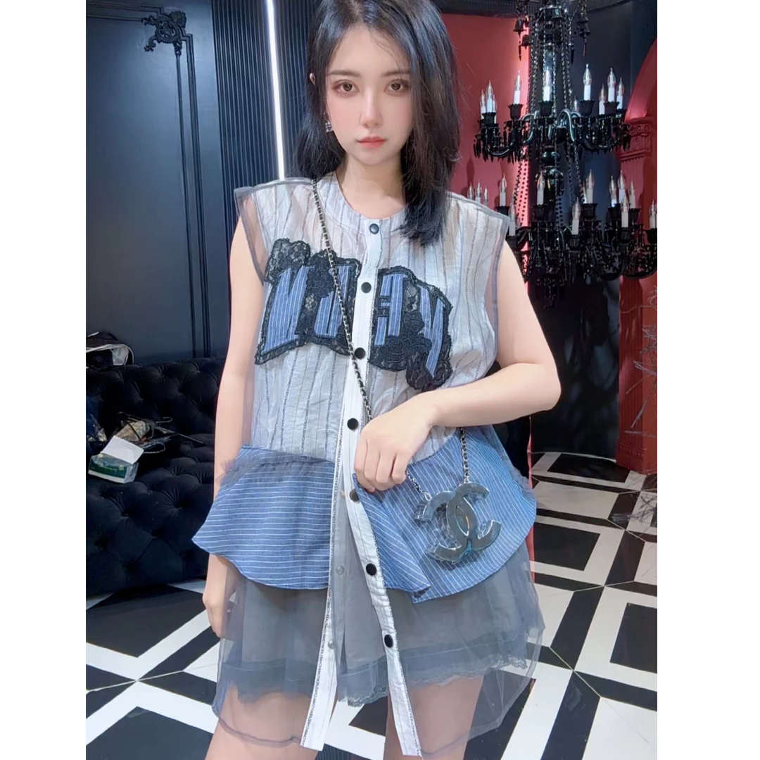 李李欧货2025夏新款设计撞色蕾丝女时尚高级感显瘦套装W569-6921