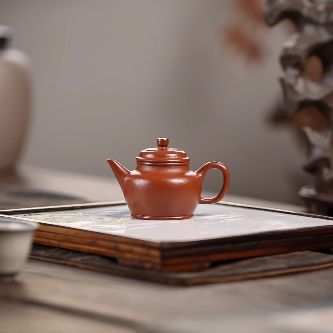 宜兴正宗原矿茶壶手工泡茶紫砂壶单人小壶把把壶优质朱泥水平壶
