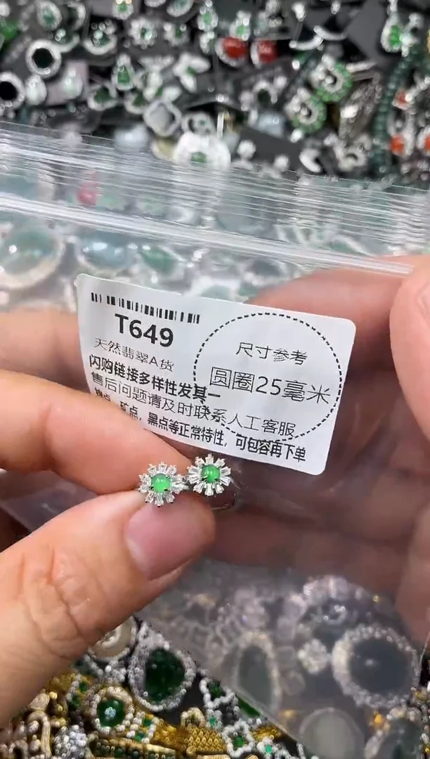 翡翠未镶嵌颈饰T649耳扣