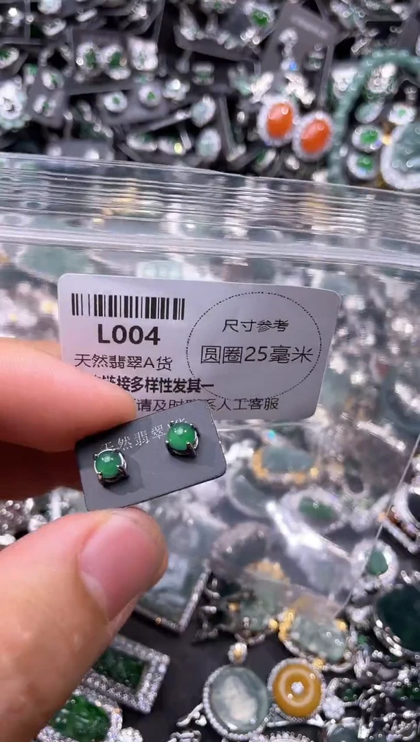 翡翠未镶嵌颈饰L004耳钉