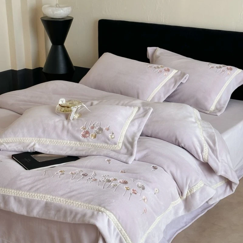 秋冬新品！！260g【玛格丽特】 轻奢简约纯色奶芙绒加厚绒四件套